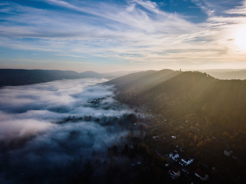 Jena Nebel Luftaufnahme