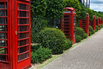 English phone booths in the national park of thailand