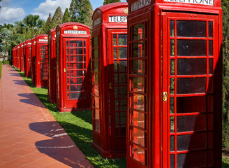 English phone booths in the national park of thailand