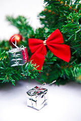 Christmas decoration with red ribbon