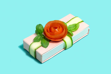 Gift with unusual vegetable decorations