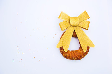 Turkish bagel with gold ribbon