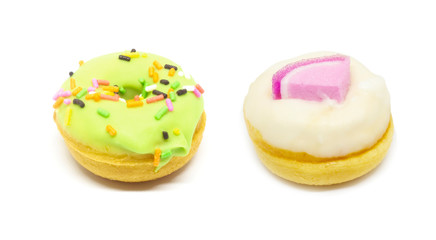 Donuts on a white background. Junk food.
