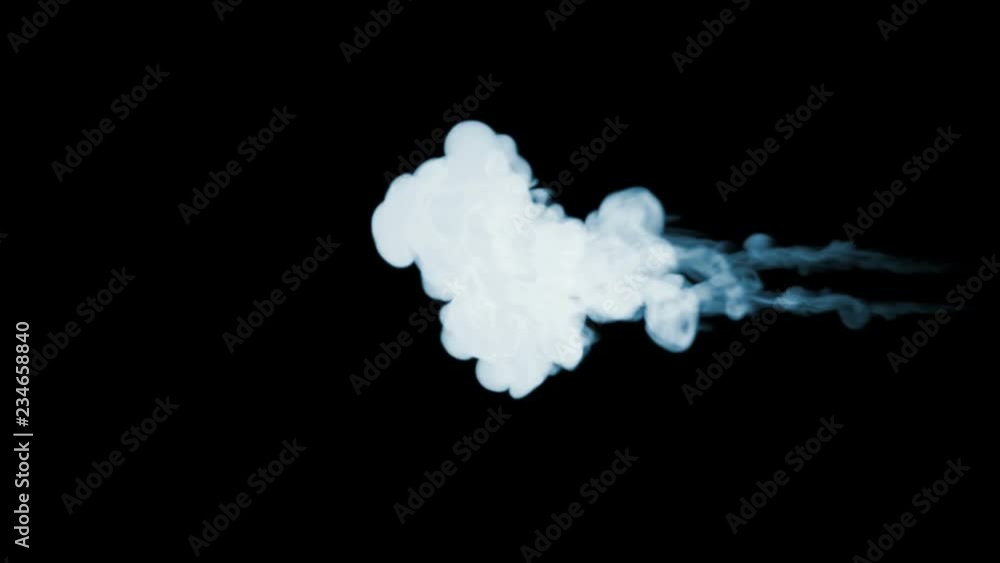 Poster smoke isolated on black background. two streams of smoke merge together and move in the frame from r