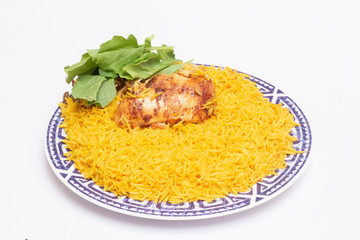chicken Kabsa - mixed rice dishes that originates in Yemen. Middle eastern food.