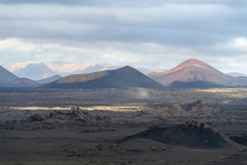 Fototapeta na wymiar Timanfaya volcanic area in Lanzarote, Canary Islands, Spain