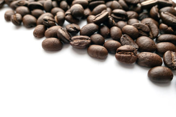 Roasted coffee beans for background.