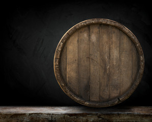 background of barrel and worn old table of wood