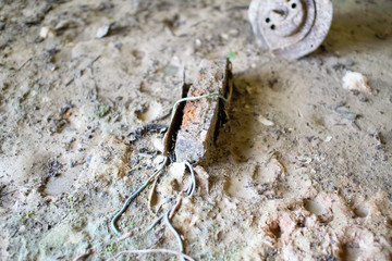 old light ballast in abandoned school