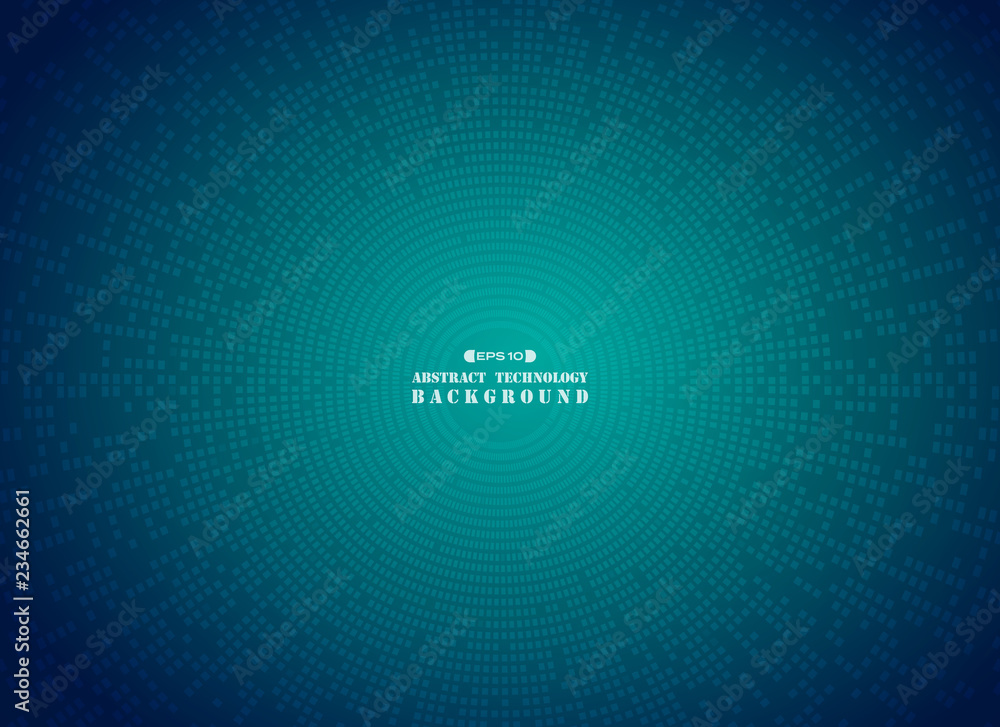Aufkleber abstract of futuristic blue square grid pattern circle background.