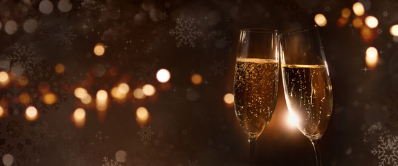 Champagne with christmas background