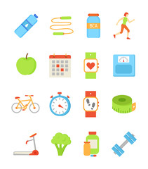 Bottle with Water Jumping Rope Vector Illustration