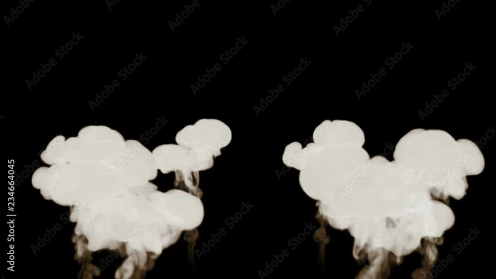 Poster smoke isolated on black background. circular pattern of threads moving up side view