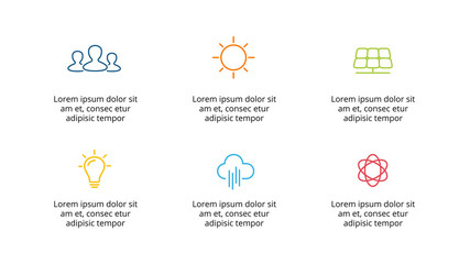 Vector infographic template. Presentation slide template. Ecology icons concept with 6 options, parts, steps, processes.