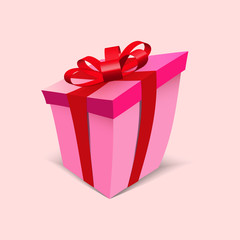 gift box with red bow isolated on white background