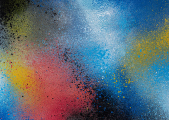 Full frame photo of a colorful and splattered spray paint background. - obrazy, fototapety, plakaty