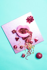 christmas composition, pop pastel vibrant background, holidays mood