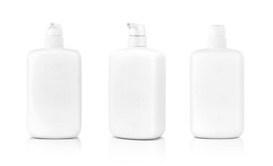 white cosmetic cream pumping bottle isolated on white background