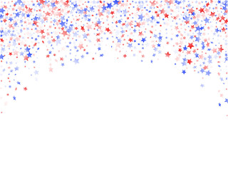 Flying red blue white star sparkles on white 