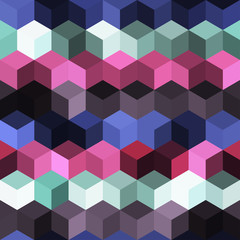 Obraz premium Hexagon grid seamless vector background. Cool polygons with bauhaus corners geometric graphic design. Trendy colors hexagon cells pattern for banner or cover. Honeycomb cube shapes mosaic.