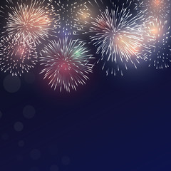 Brightly Colorful Fireworks on twilight background