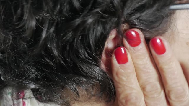 Close Up Of Hand Woman With Earache