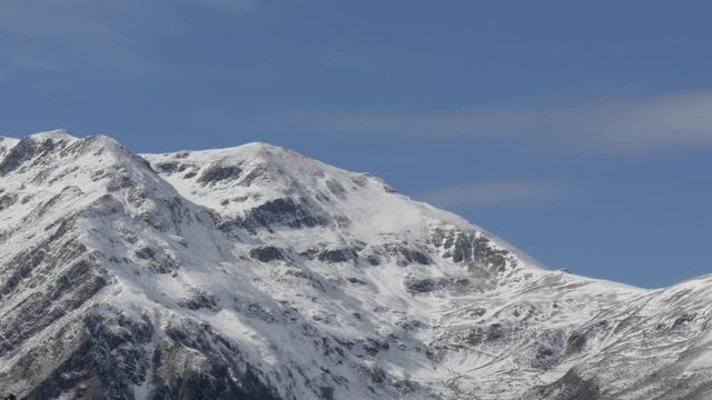 panorama of Pic du Midi de Bigorre in the french Pyrenees with snow