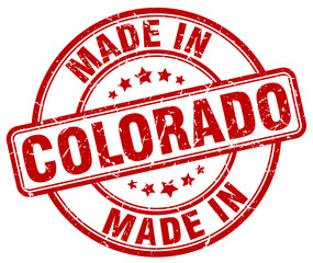 made in Colorado red grunge round stamp