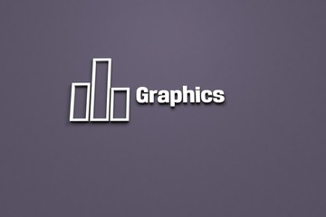 3D illustration of Graphics, light color and light text with violet background.