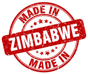 made in Zimbabwe red grunge round stamp