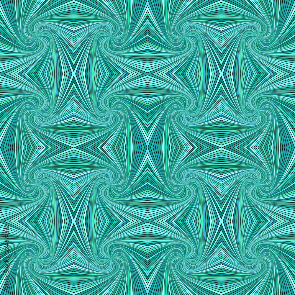 Poster turquoise psychedelic abstract seamless striped spiral vortex pattern background design - vector ill