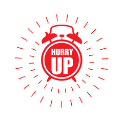 Hurry up sticker or label - sale ringing badge with alarm clock