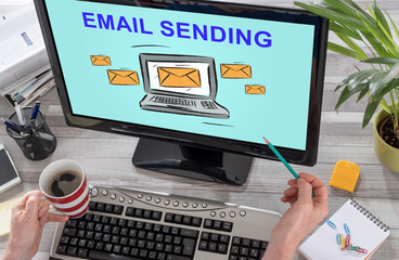 Email sending concept on a computer