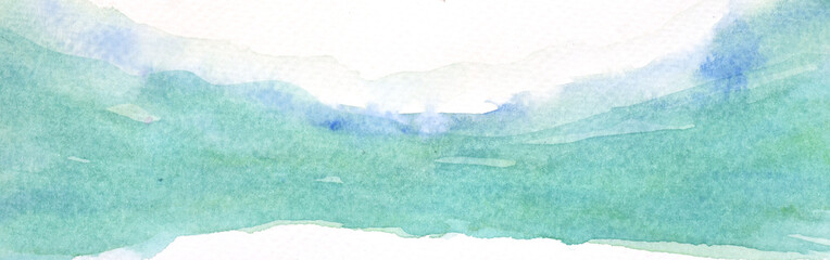 Blue and green watercolor background on white