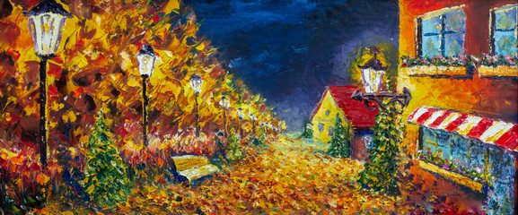 Summer rural landscape, oil painting on canvas modern impressionism © weris7554