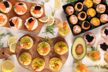 toast, finger food, verrine and canape