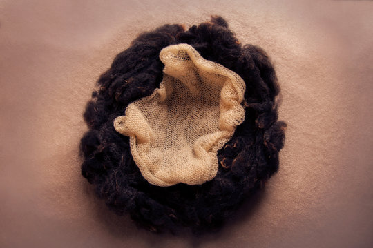 Felt nest, handmade from sheepskin