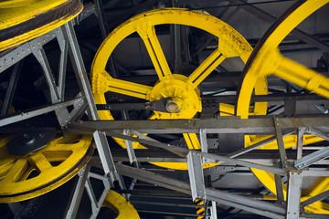 Funicular mechanism with one rotating wheel in mountains