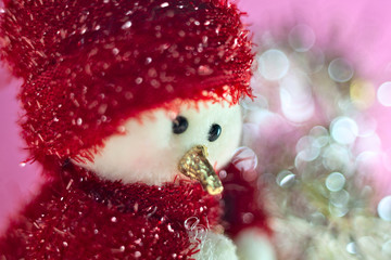 Obraz premium Christmas background with red and white blue bright starry theme. With presents, decorations and tinsel. Please see my extensive range of Christmas images.