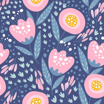 Seamless pattern with flowers. Design for fabric print.