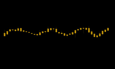 Gold 3d japanese candlestick flat chart black background