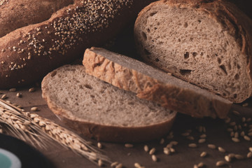 Organic Homemade Whole Wheat Bread. Low light fresh bread