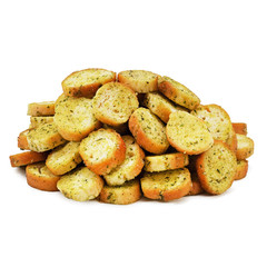 bread rusks on a white background