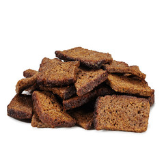 bread rusks on a white background