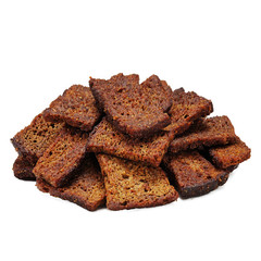 bread rusks on a white background