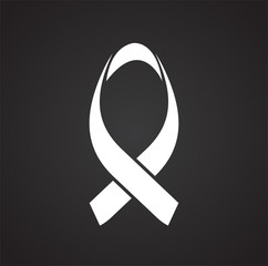 Cancer awareness sign on black background icon
