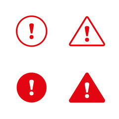 Danger sign flat design. Caution error icon. Set of filled and outline icons for web and prints.