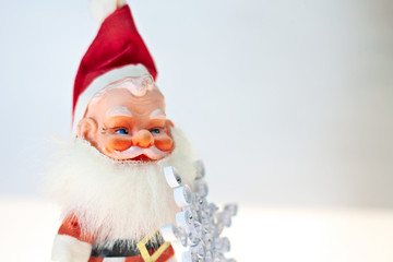 Christmas background with red and white  blue bright starry theme. With presents, decorations and tinsel. Please see my extensive range of Christmas images.