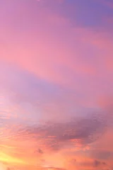 Wandcirkels aluminium Vertical picture of sky in the pink and blue colors. effect of light pastel colored of sunset clouds. © flowertiare