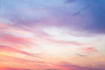 Schilderijen op glas Sky in the pink and blue colors. effect of light pastel colored of sunset clouds  cloud on the sunset sky background with a pastel color   © flowertiare